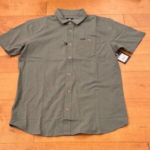 O'Neill Short-Sleeve Olive Green Button-Down Shirt